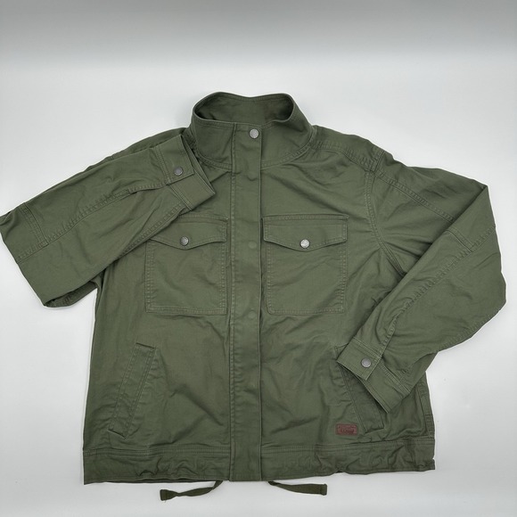 LL Bean Full Zip Jacket Beanflex Short Utility Military Green Womens Large L - Picture 2 of 13